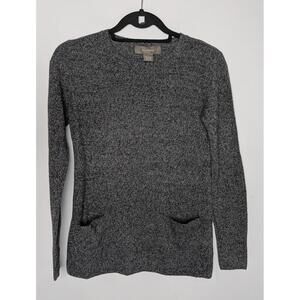 Ply Cashmere Sweater Pullover Womens Extra Small Gray 100% Cashmere Pockets Knit
